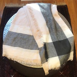 Pink plaid blanket scarf / shawl / wrap